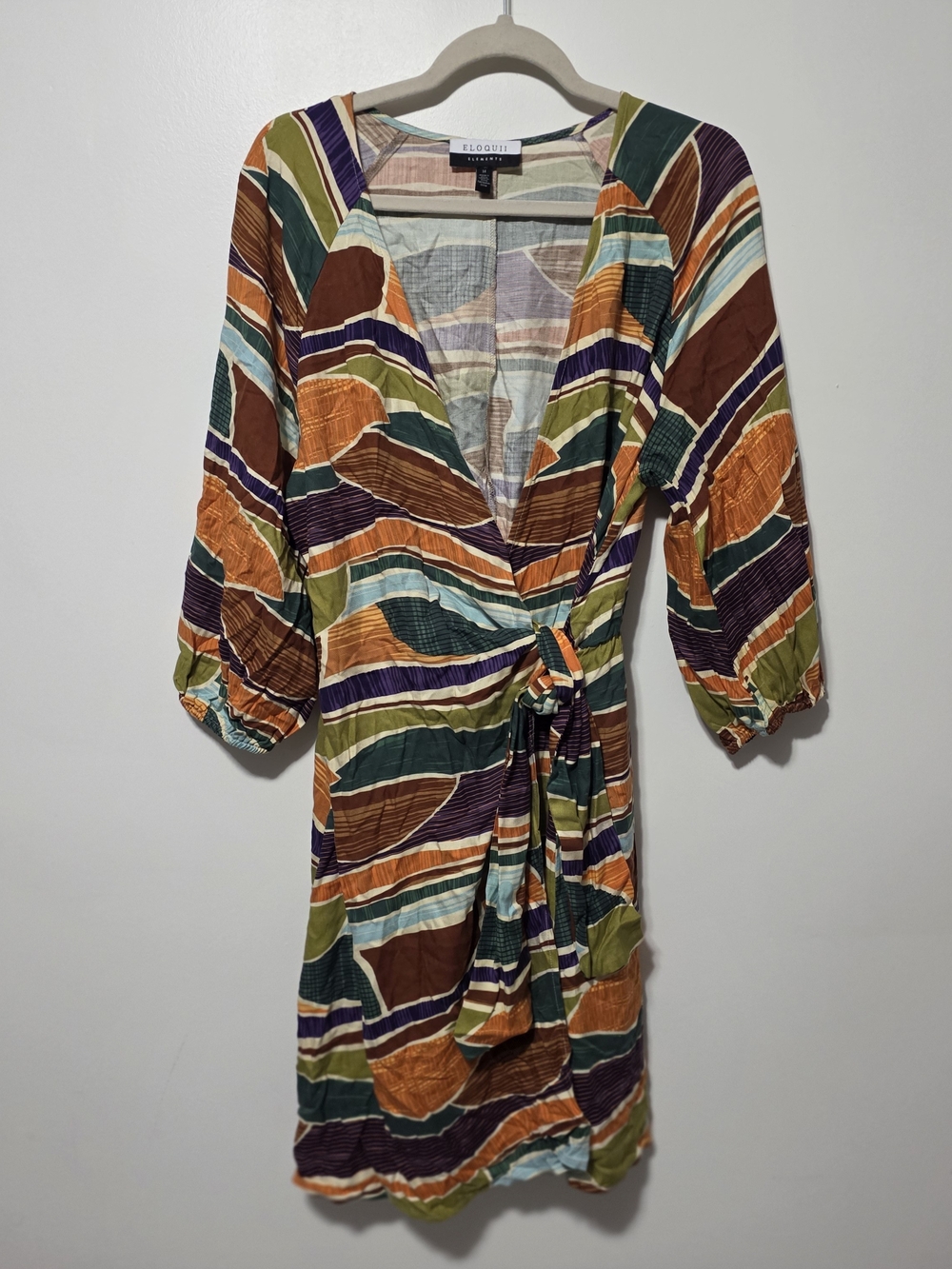Eloquii Multicolor Striped Wrap Dress